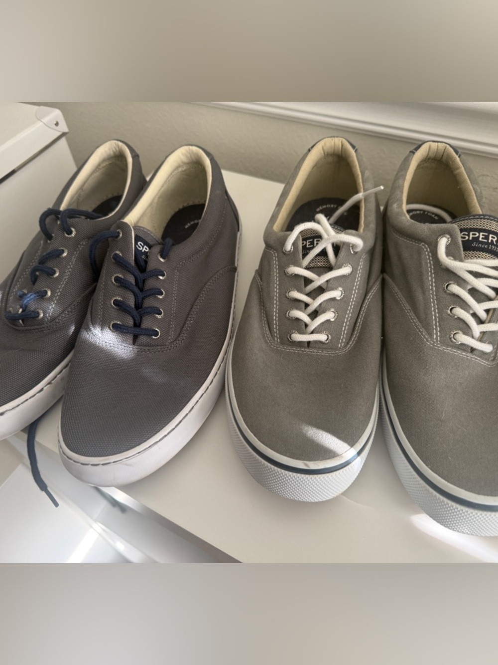 Sperry Men's Grey Canvas Low-Top Sneakers (LOT OF 2) Sz 13